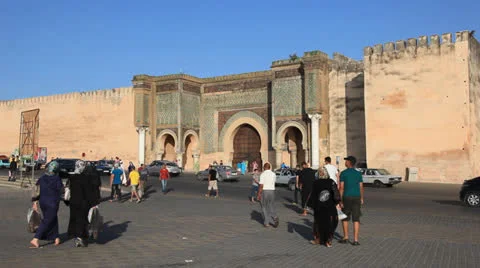 Ancient gate in Meknes, Morocco Stock Footage 25974142