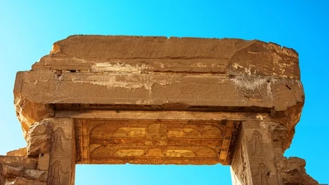 The ancient gate of the temple Dendera, Luxor, Egypt Stock Footage 87473319