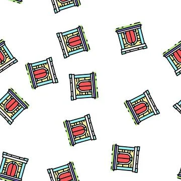 Ancient gate vector seamless pattern Stock Illustration