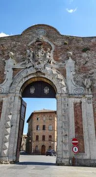 Ancient gateway to Siena Stock Photos