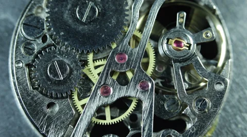 Ancient Gears Old Clock Working Macro View Office Corporate Break Counter Detail Stock Footage 35871293