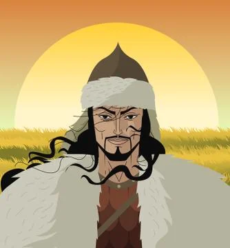 Ancient general warrior founder of the mongol empire Stock Illustration