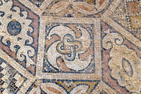 Ancient geometric mosaic floor pattern Stock Photos