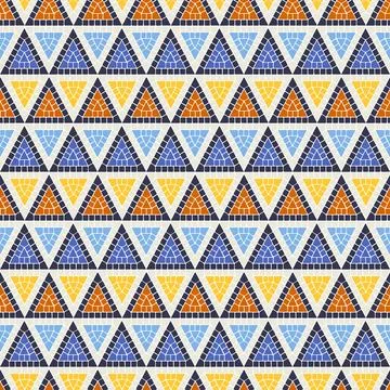 Ancient geometric mosaic seamless pattern. Decorative antique stone ornament. Stock Illustration