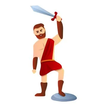 Ancient gladiator icon, cartoon style Illustrazione stock