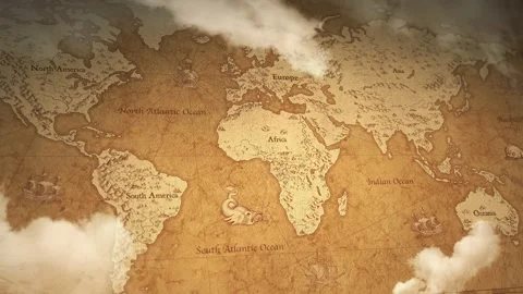 Ancient Global World Map Stock Footage 345247500
