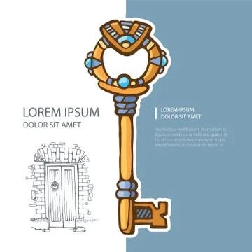 Ancient gold key Stock-Illustration