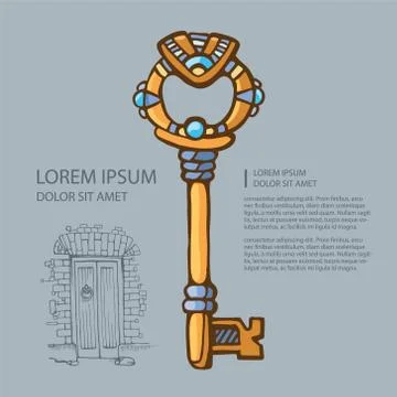 Ancient gold key Stock Illustration