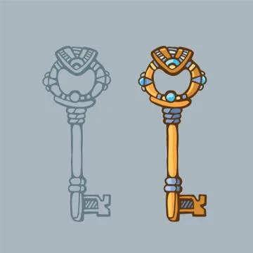 Ancient gold key Stock Illustration
