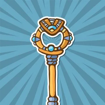 Ancient gold key Ilustração Stock