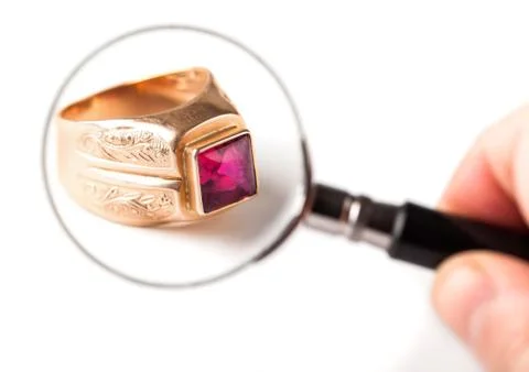 Ancient gold ring with ruby Stock Photos