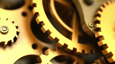 Ancient golden clockwork or a engine with gears and springs. 3d animation. Stock Footage 48568684