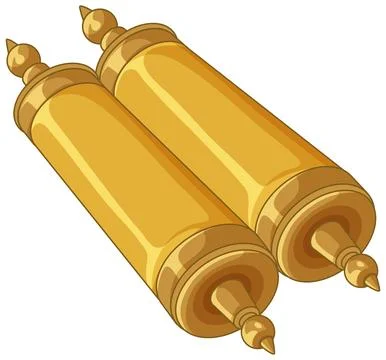Ancient Golden Torah Scroll Vector Illustration on White Background Stockillustratie
