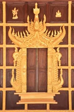 Ancient golden window Stock Photos