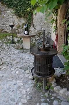 Ancient grape press Stock Photos