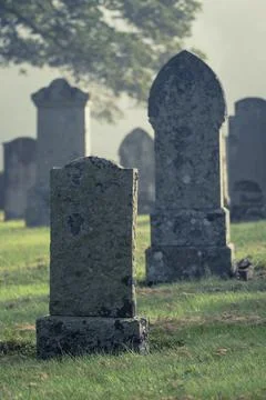 Ancient Graveyard At Dawn Stock-Fotos