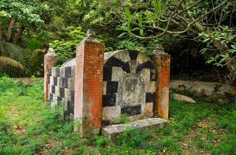 Ancient graveyard in the forest Stock Photos