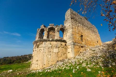 Ancient great bath ruins in Tlos Stock Photos