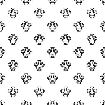 Ancient greek amphora outline vector seamless pattern Stock Illustration