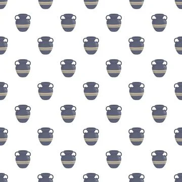 Ancient greek amphora pattern repeating on white background Stock Illustration