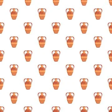 Ancient greek amphora seamless pattern on white background Illustration