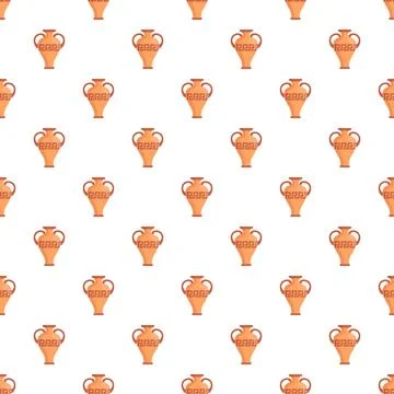 Ancient greek amphora seamless pattern on white background Stock Illustration