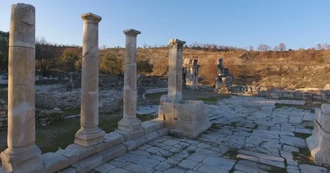 Ancient Greek and Ancient Roman Ruins in Turkey Stock Footage