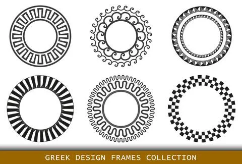 Ancient Greek black frames patterns, set of antique borders from Greece イラスト素材