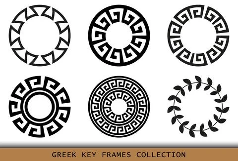 Ancient Greek black frames patterns, set of antique borders from Greece Stockillustratie