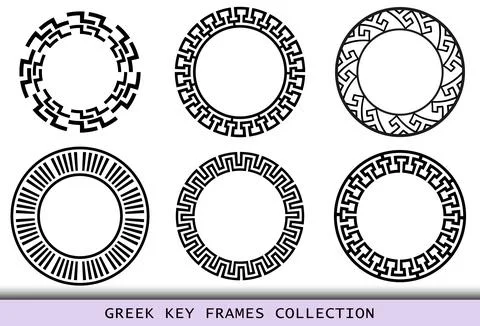 Ancient Greek black frames patterns, set of antique borders from Greece イラスト素材