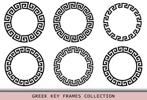 Ancient Greek black frames patterns, set of antique borders from Greece Illustrazione stock