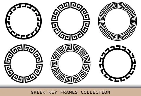 Ancient Greek black frames patterns, set of antique borders from Greece Stockillustratie