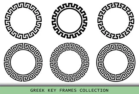 Ancient Greek black frames patterns, set of antique borders from Greece Stock Illustration