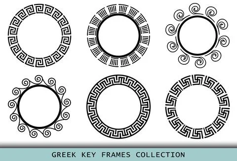 Ancient Greek black frames patterns, set of antique borders from Greece Stockillustratie