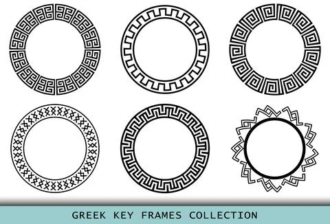 Ancient Greek black frames patterns, set of antique borders from Greece 스톡 일러스트