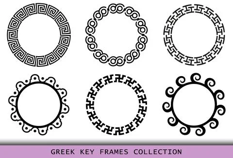 Ancient Greek black frames patterns, set of antique borders from Greece 스톡 일러스트