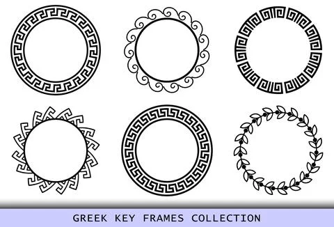 Ancient Greek black frames patterns, set of antique borders from Greece Stock Illustration
