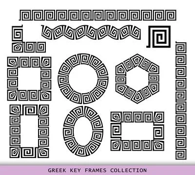 Ancient Greek black frames patterns collection, set of antique borders from Stockillustratie