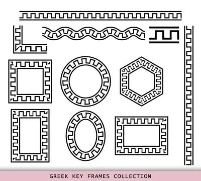 Ancient Greek black frames patterns collection, set of antique borders from イラスト素材