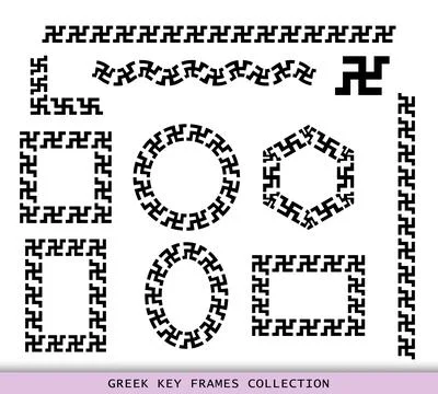 Ancient Greek black frames patterns collection, set of antique borders from Illustrazione stock