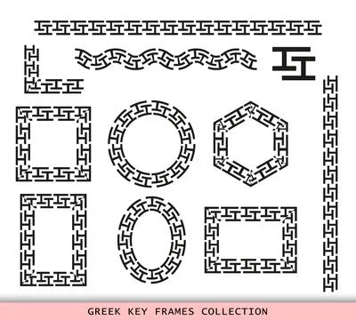 Ancient Greek black frames patterns collection, set of antique borders from Stock Illustration