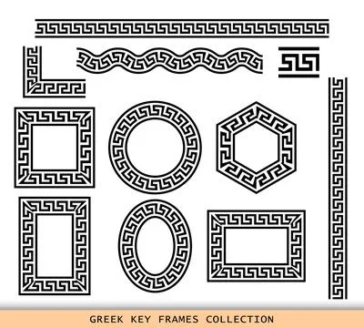 Ancient Greek black frames patterns collection, set of antique borders from Stockillustratie