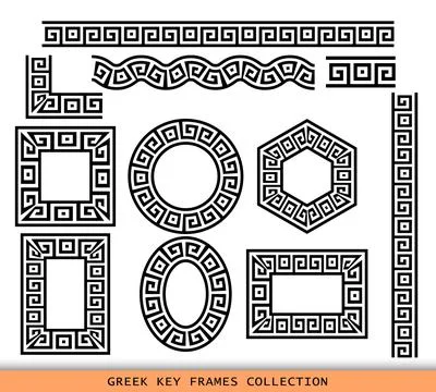 Ancient Greek black frames patterns collection, set of antique borders from イラスト素材