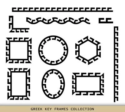 Ancient Greek black frames patterns collection, set of antique borders from Stock Illustration