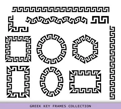 Ancient Greek black frames patterns collection, set of antique borders from Stock Illustration