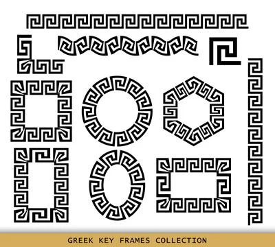 Ancient Greek black frames patterns collection, set of antique borders from イラスト素材