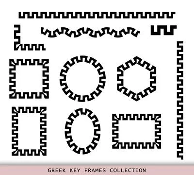 Ancient Greek black frames patterns collection, set of antique borders from イラスト素材