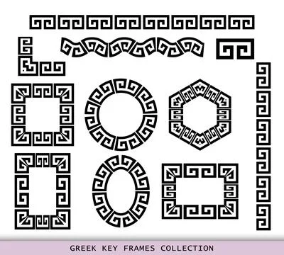 Ancient Greek black frames patterns collection, set of antique borders from イラスト素材