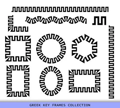Ancient Greek black frames patterns collection, set of antique borders from 스톡 일러스트