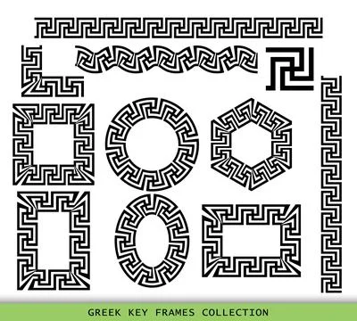 Ancient Greek black frames patterns collection, set of antique borders from イラスト素材
